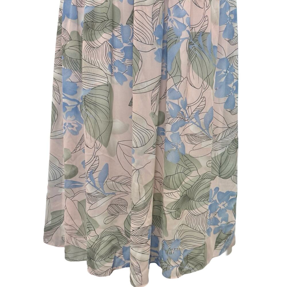 Big Water Blue Sky Pink Blue Green Floral Flutter Tie Back Maxi Dress S NEW Tags - Picture 14 of 15